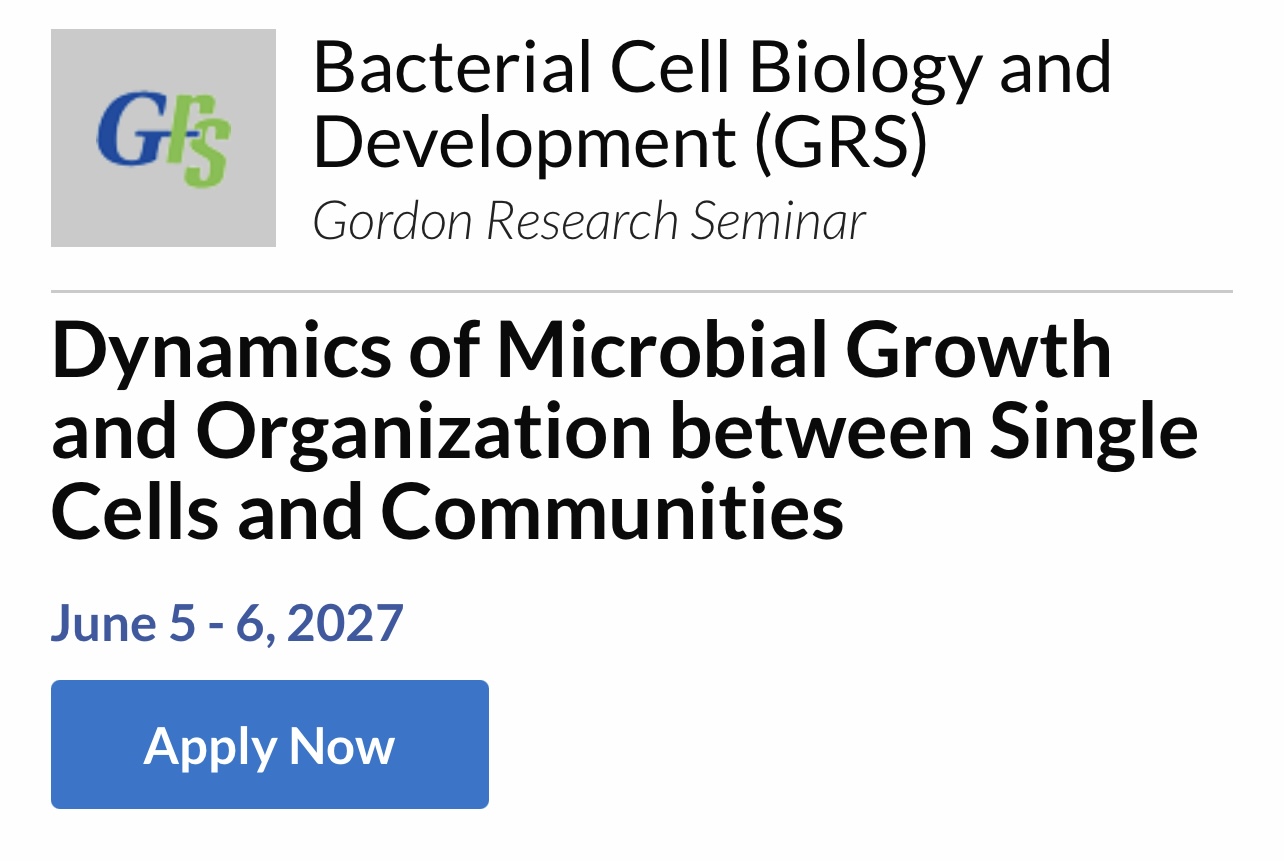Promotional banner for the 2027 Gordon Research Seminar on Bacterial Cell Biology and Development